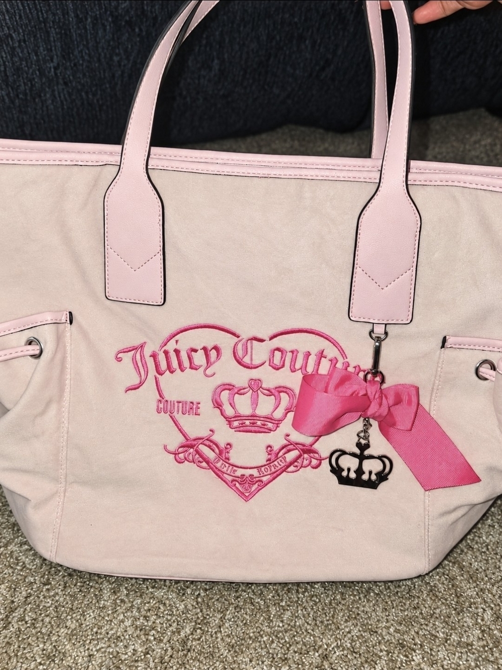 Juicy Couture Light Pink Tote with Hot Pink Logo & Bow Charm